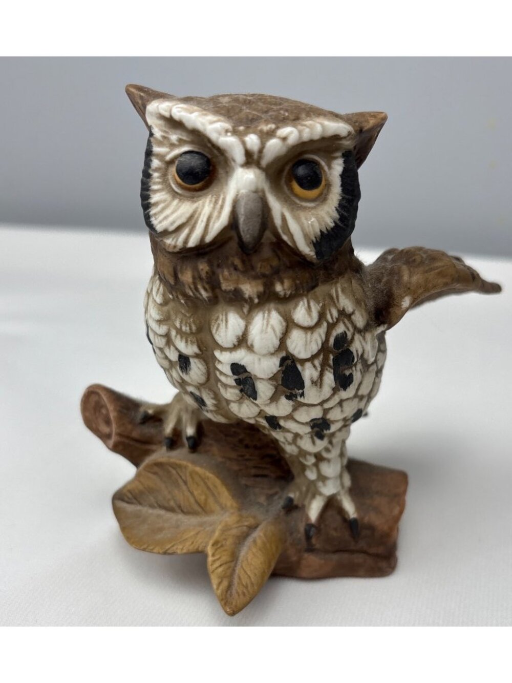 Homco Owl Figurine 1114 Hand-Painted Decor 5" Taiwan Collectible